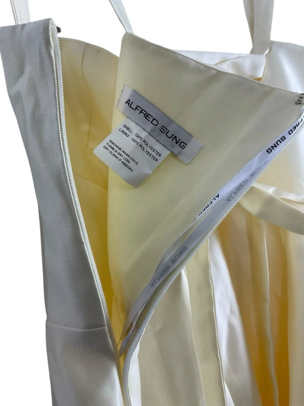 ALFRED SUNG Butter Yellow Satin Bustier Maxi Dress - Picture 5 of 6